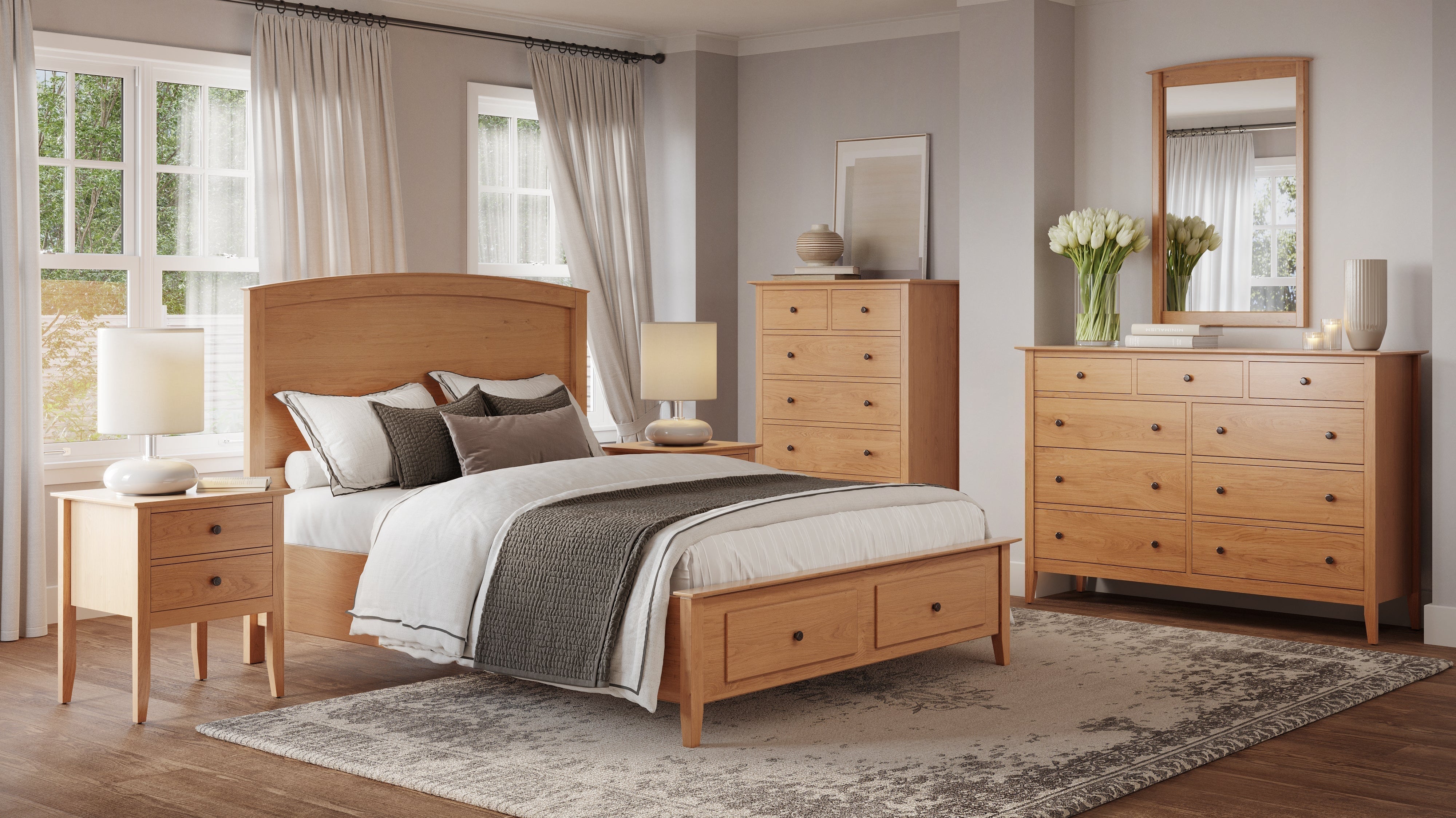 Thurston's Manchester Collection bedroom furniture handcrafted in America blending classic Shaker design with mid-century modern style for sustainable timeless quality