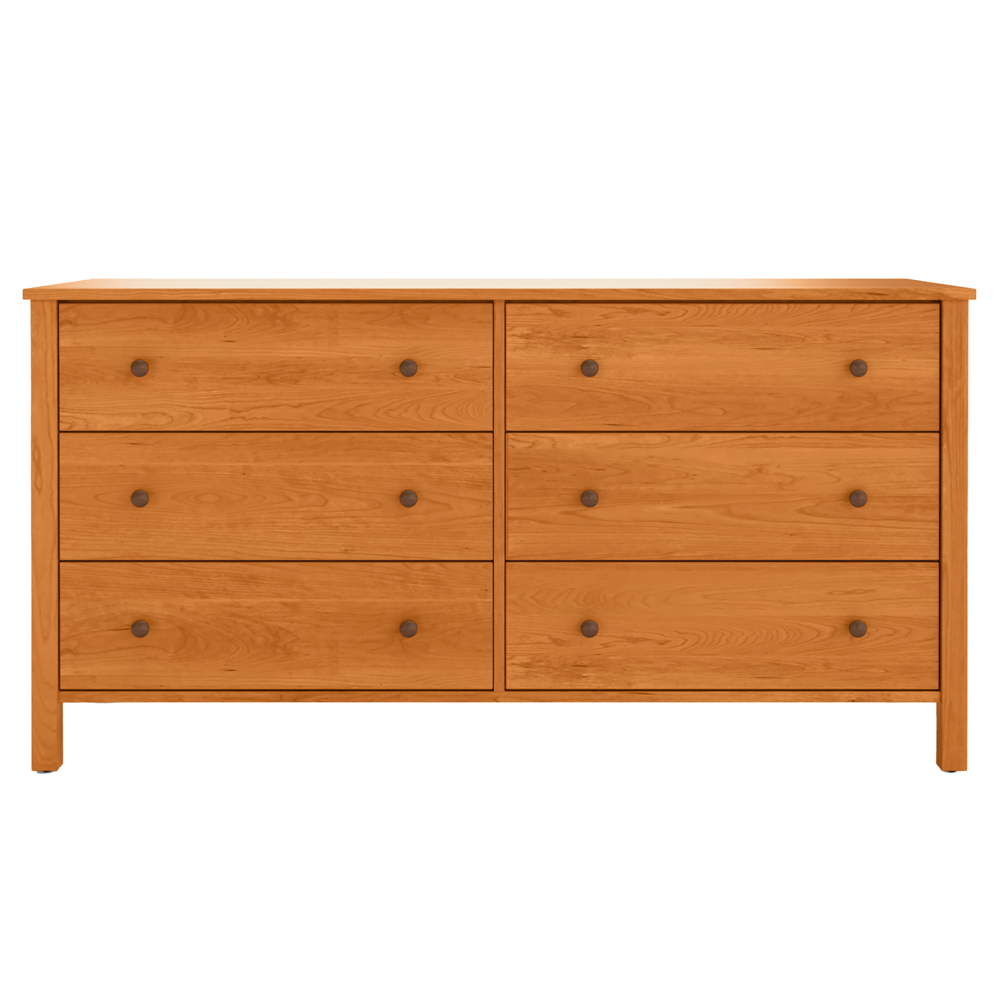 Shaker Cherry double dresser with 6 drawers solid wood natural finish