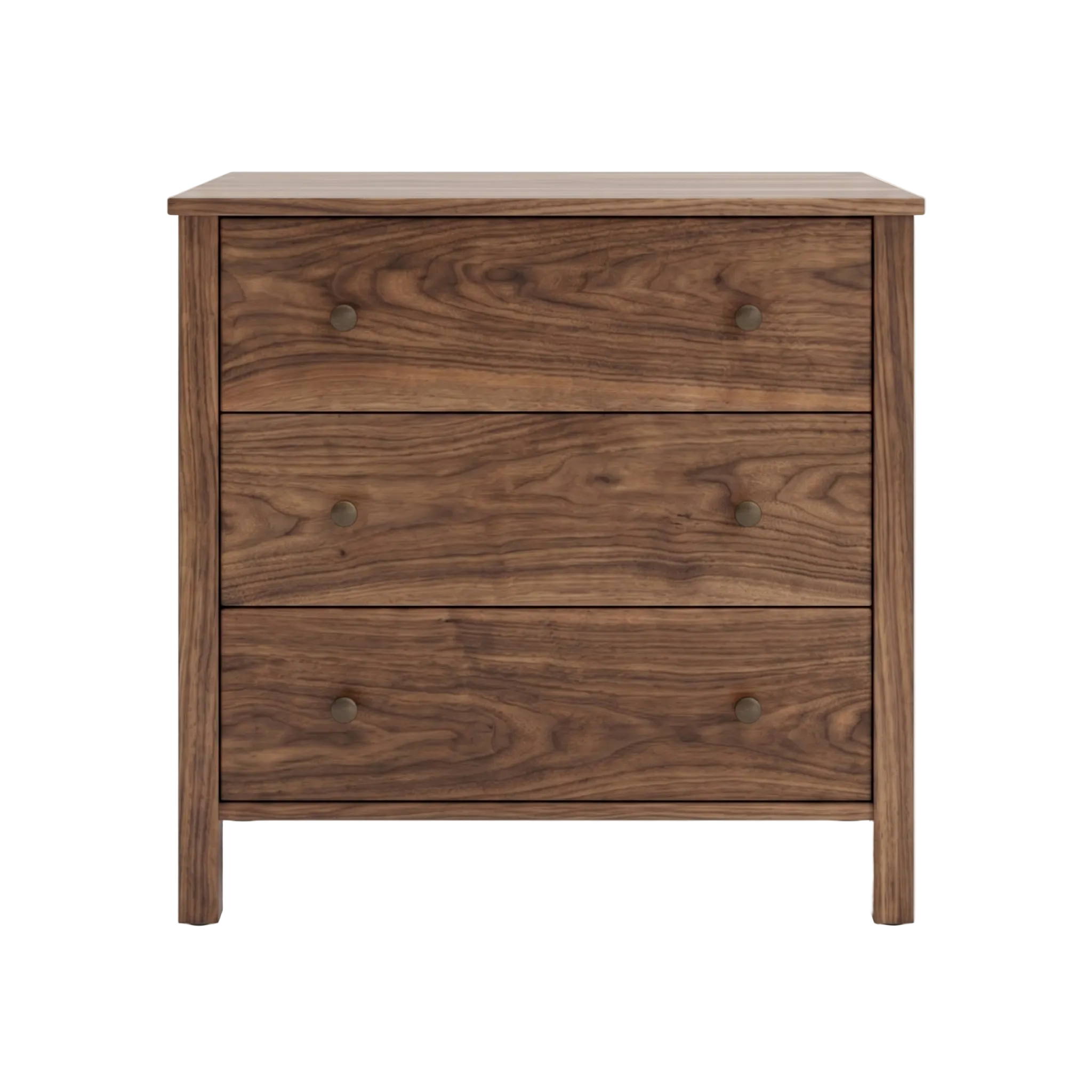 Solid wood walnut dresser with 3 drawers classic Shaker design