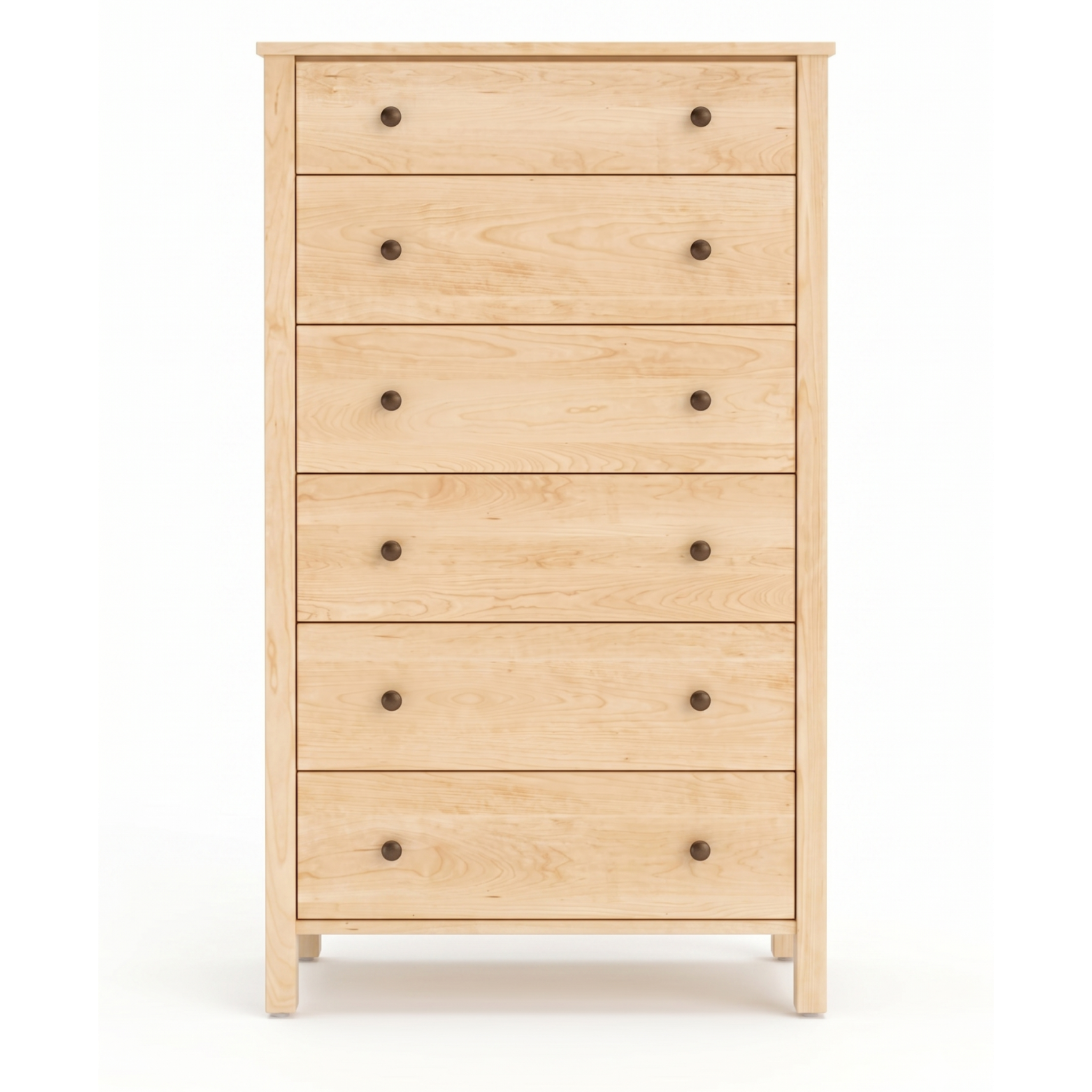 Maple wood dresser Shaker style with 6 drawers