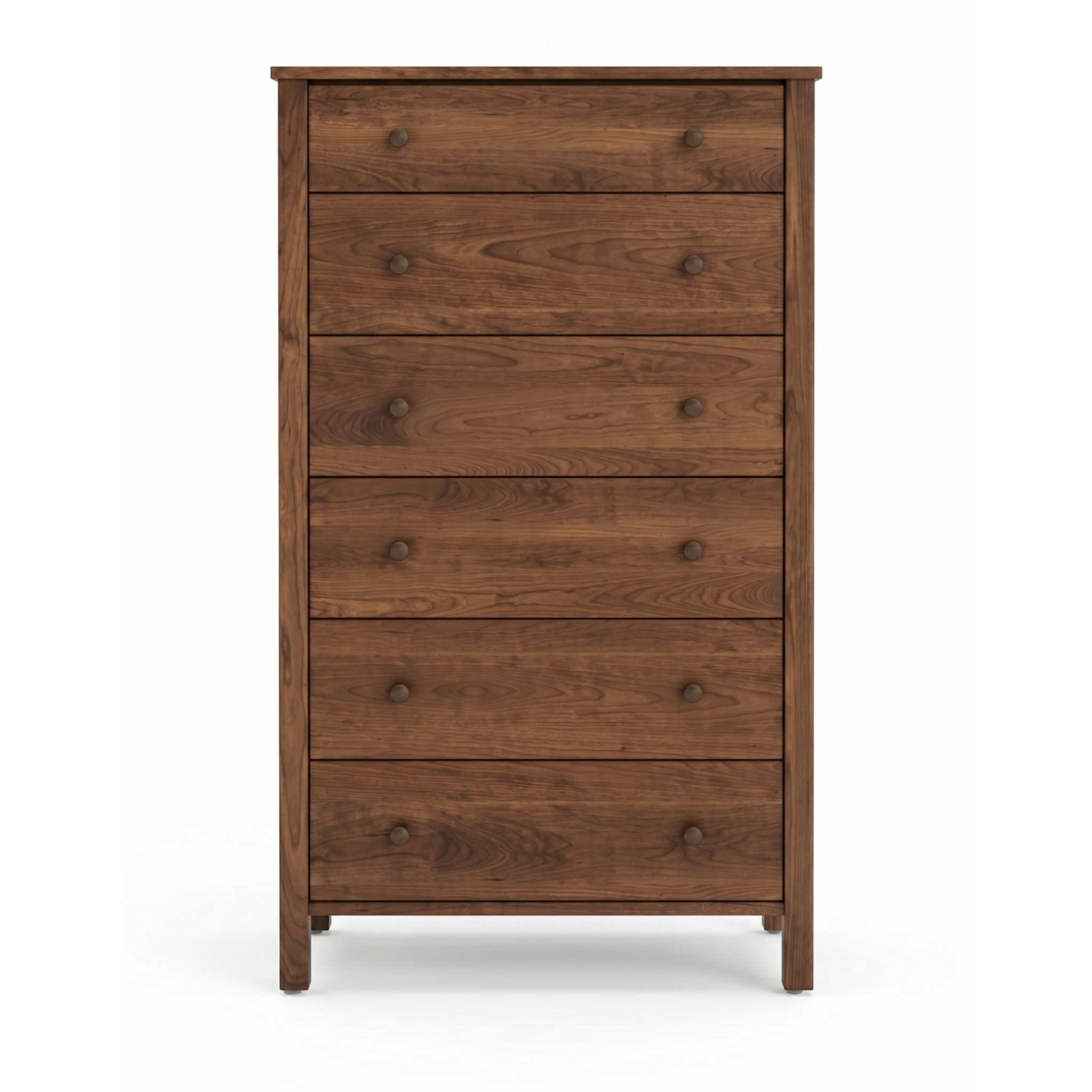 Walnut wood dresser Shaker style with 6 drawers