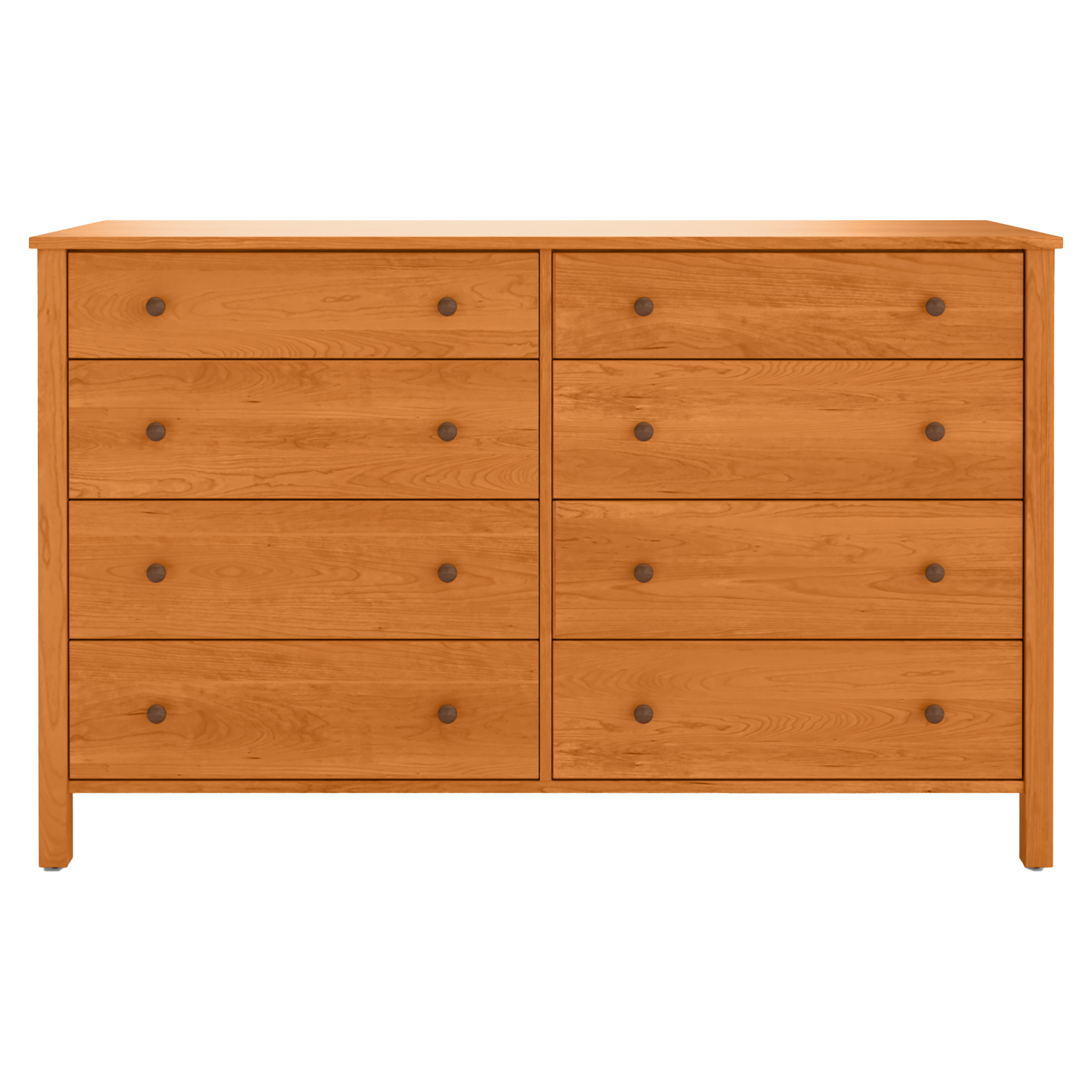 Shaker Cherry double dresser with 8 drawers solid wood natural finish