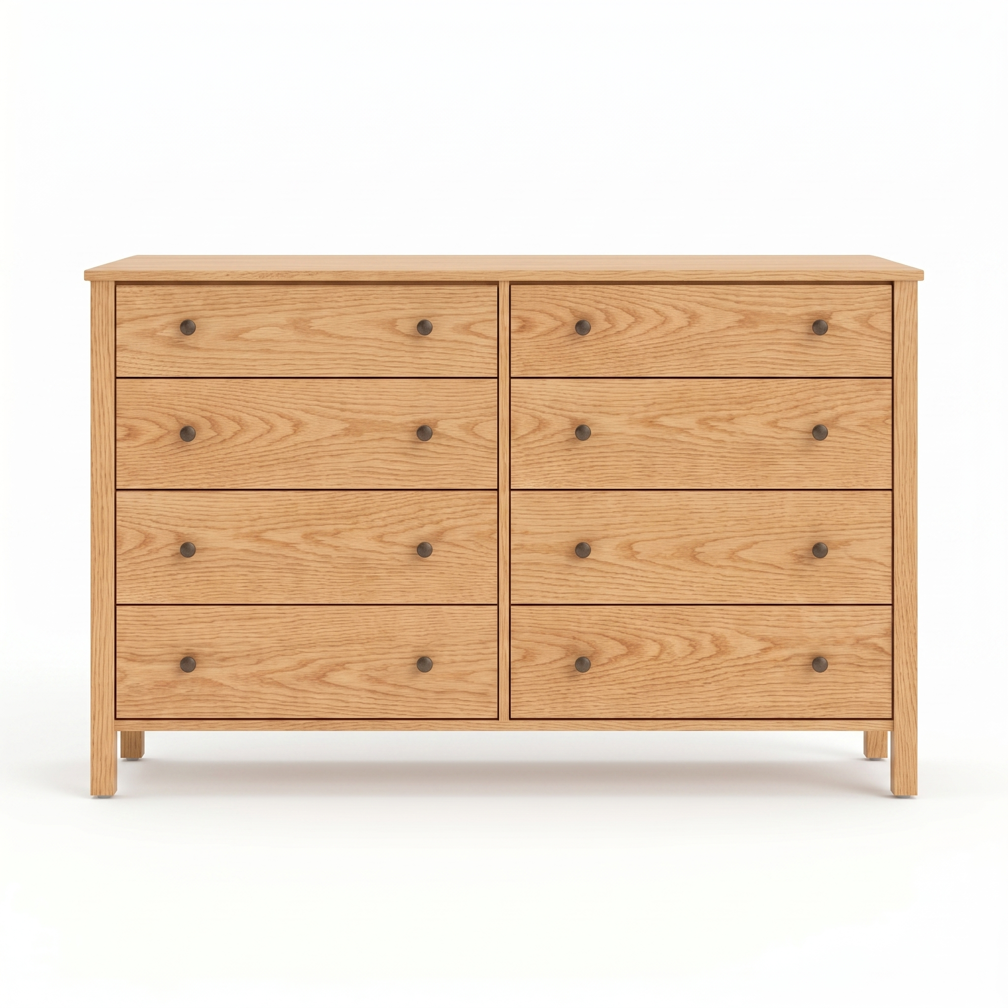 Shaker style oak wide dresser with 8 drawers