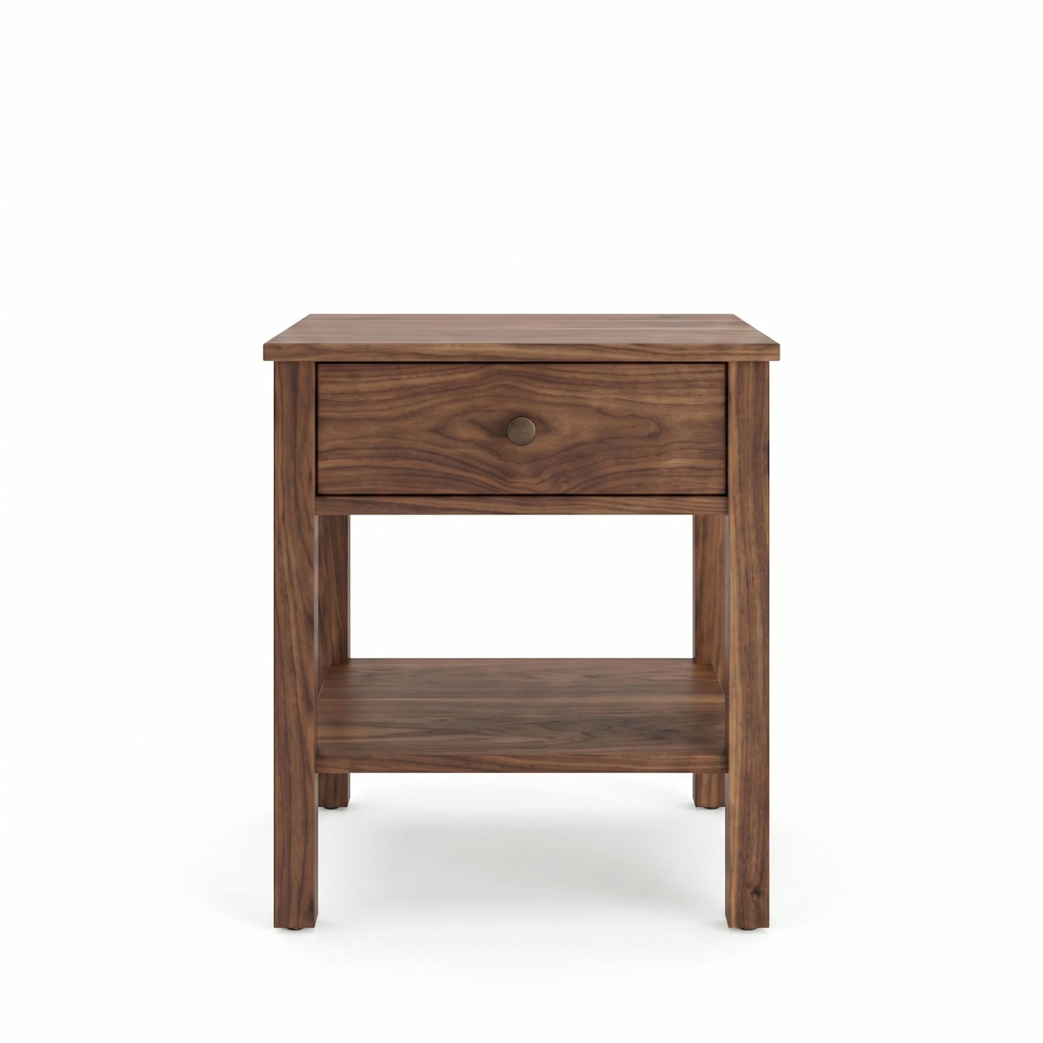 Solid Walnut wood Shaker nightstand with drawer and bottom shelf