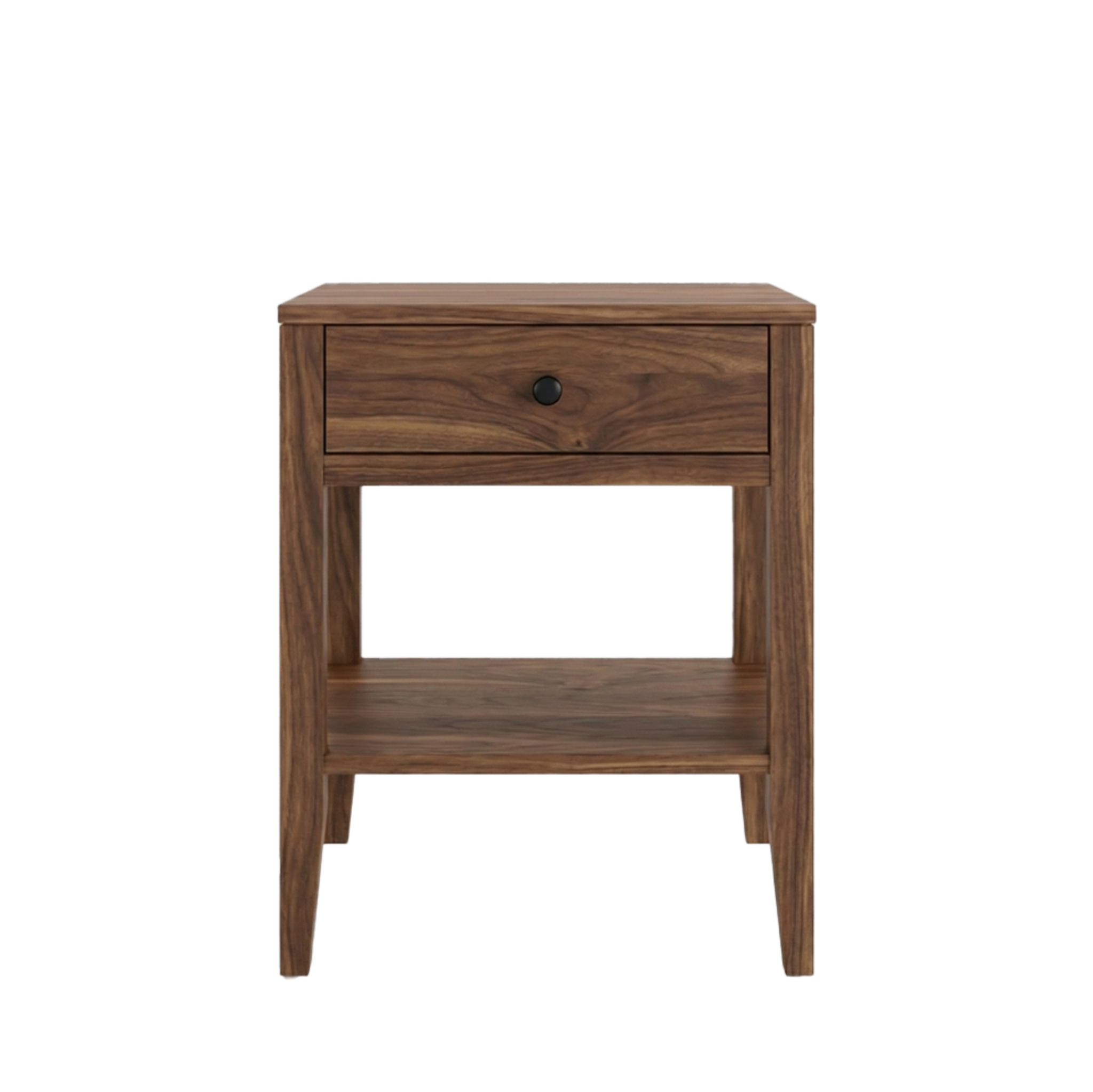 Walnut Shaker style nightstand with open shelf