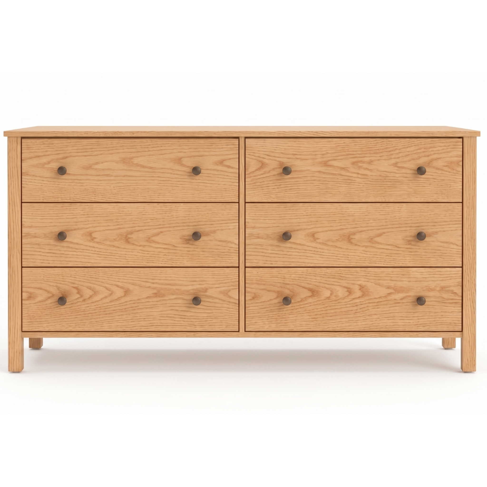 Solid Oak Shaker double dresser with six drawers