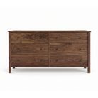 Solid wood walnut bedroom dresser 6 drawer Shaker design