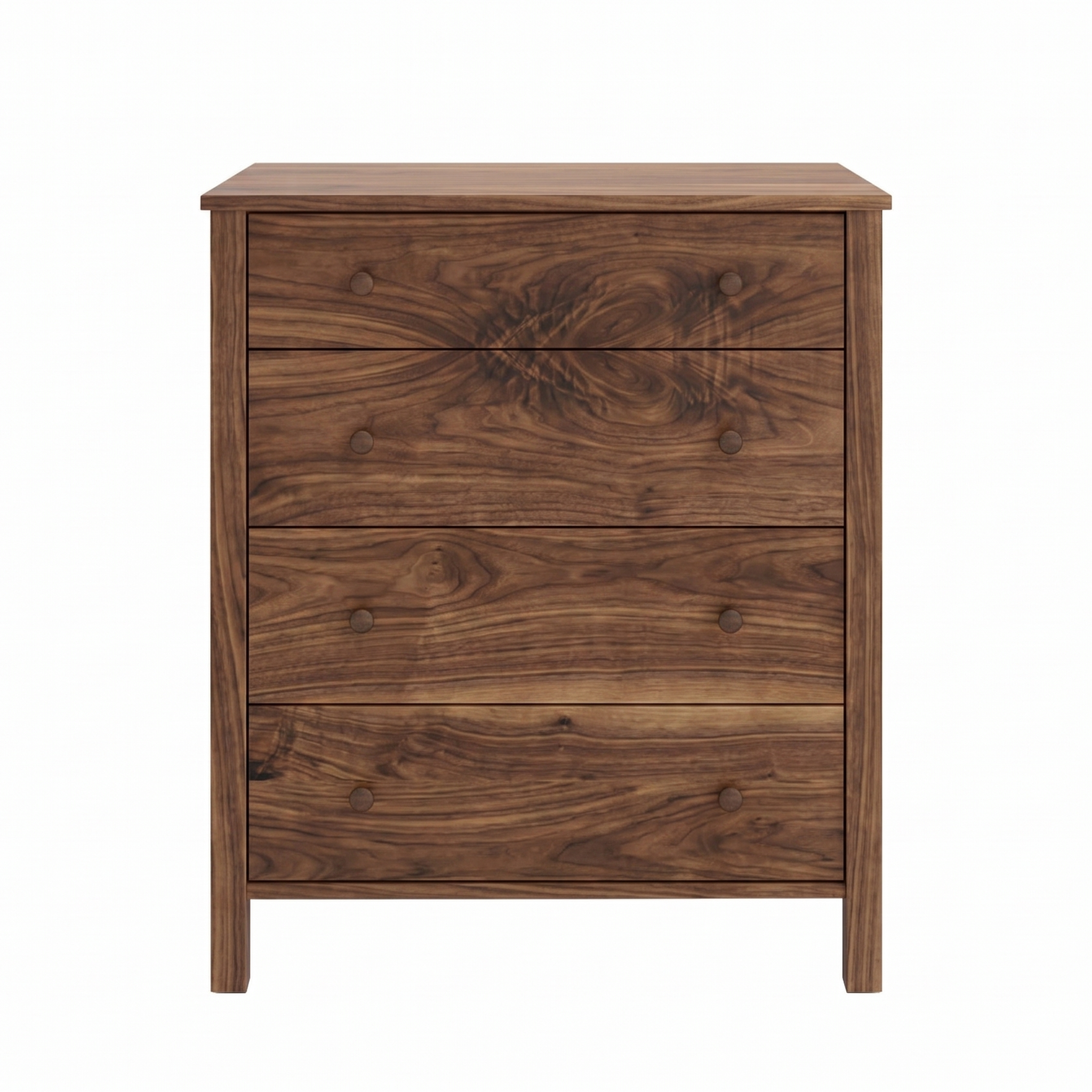 Walnut wood dresser Shaker style with 4 drawers
