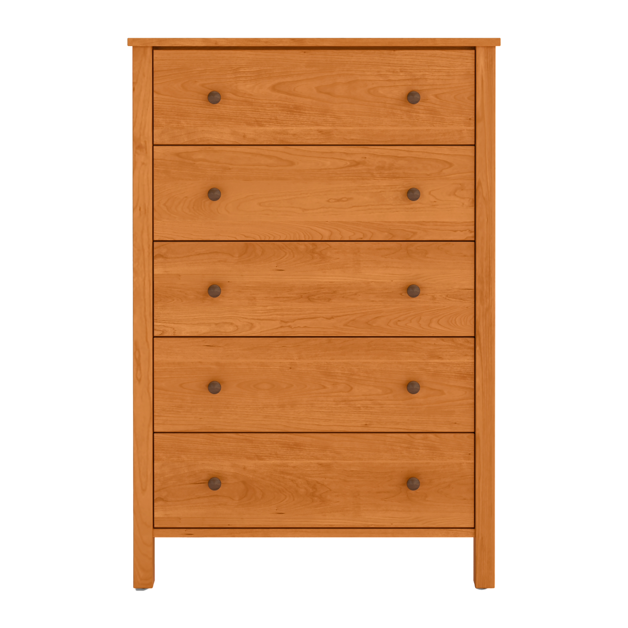Solid Cherry Shaker dresser with five drawers natural wood