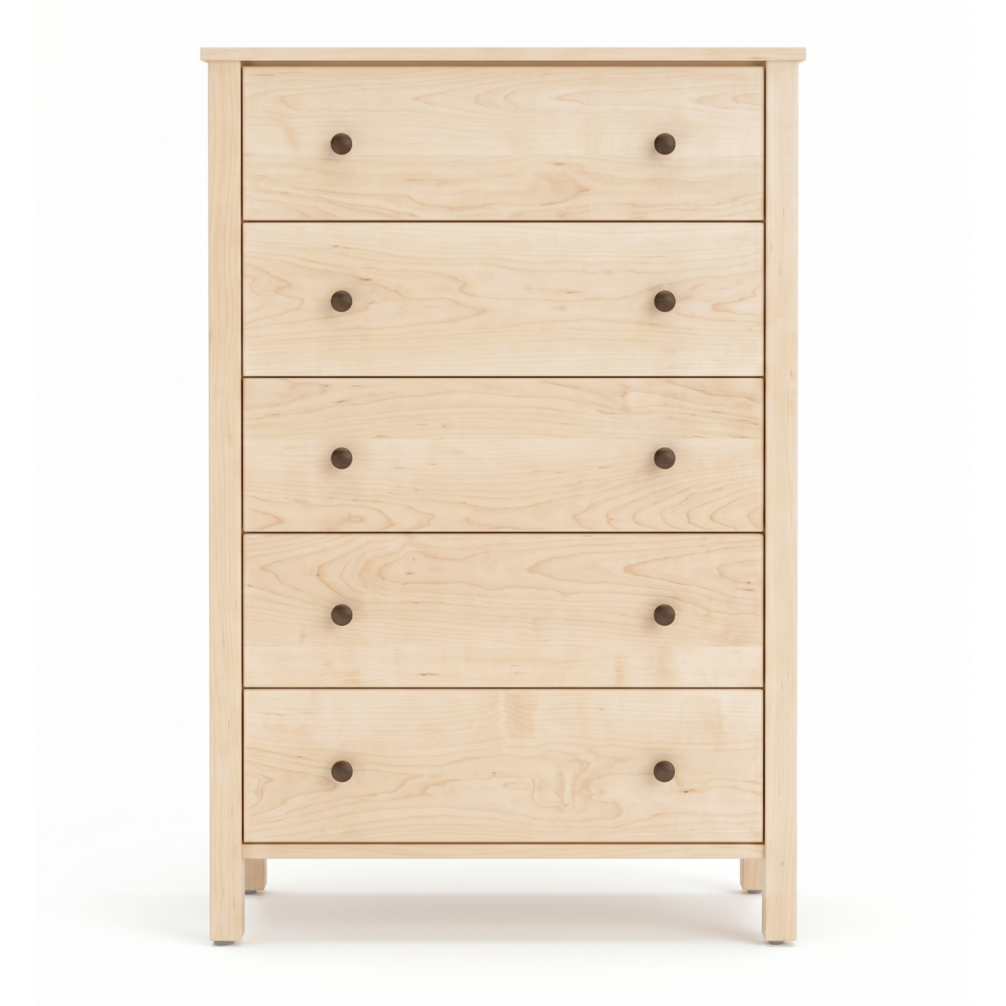 Solid wood maple bedroom dresser 5 drawer Shaker design