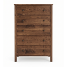 Shaker walnut dresser with 5 drawers solid wood natural finish