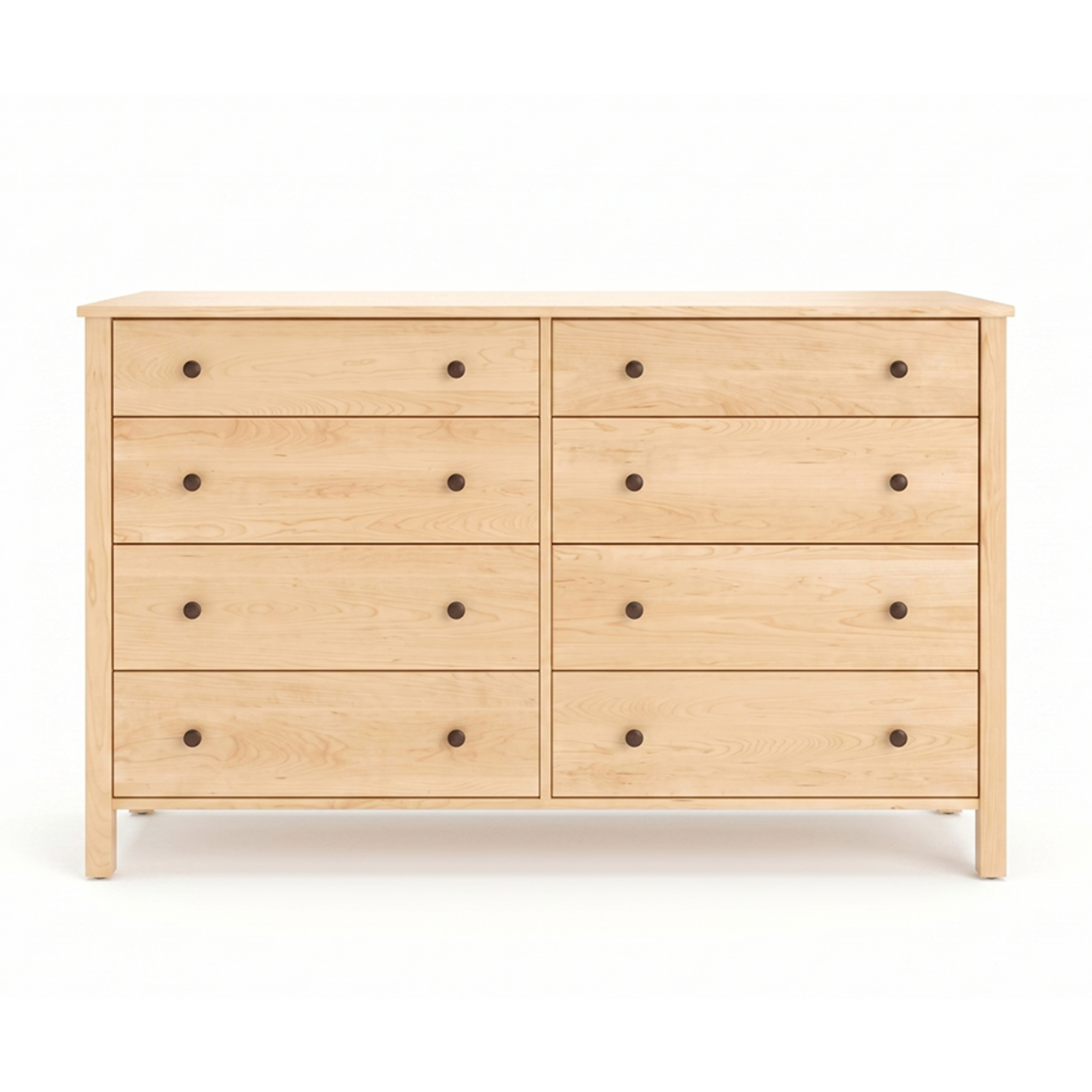 Solid maple Shaker double dresser with eight drawers