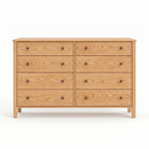 Shaker style oak wide dresser with 8 drawers