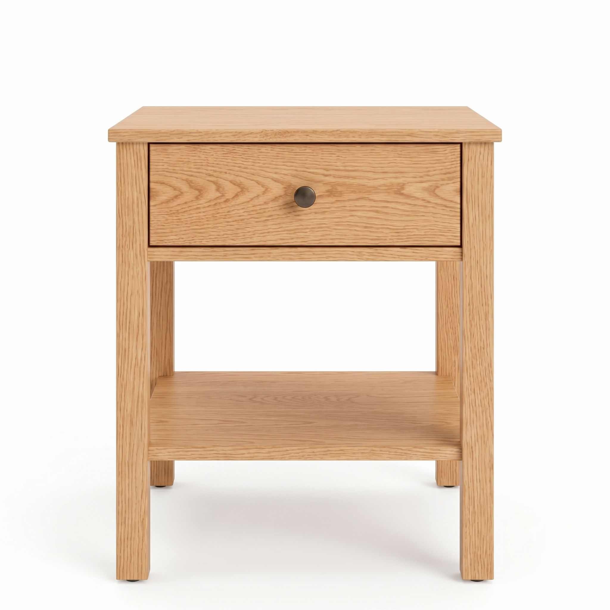 Solid Oak wood Shaker nightstand with drawer and bottom shelf