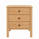 Shaker oak nightstand with 3 drawers natural wood finish