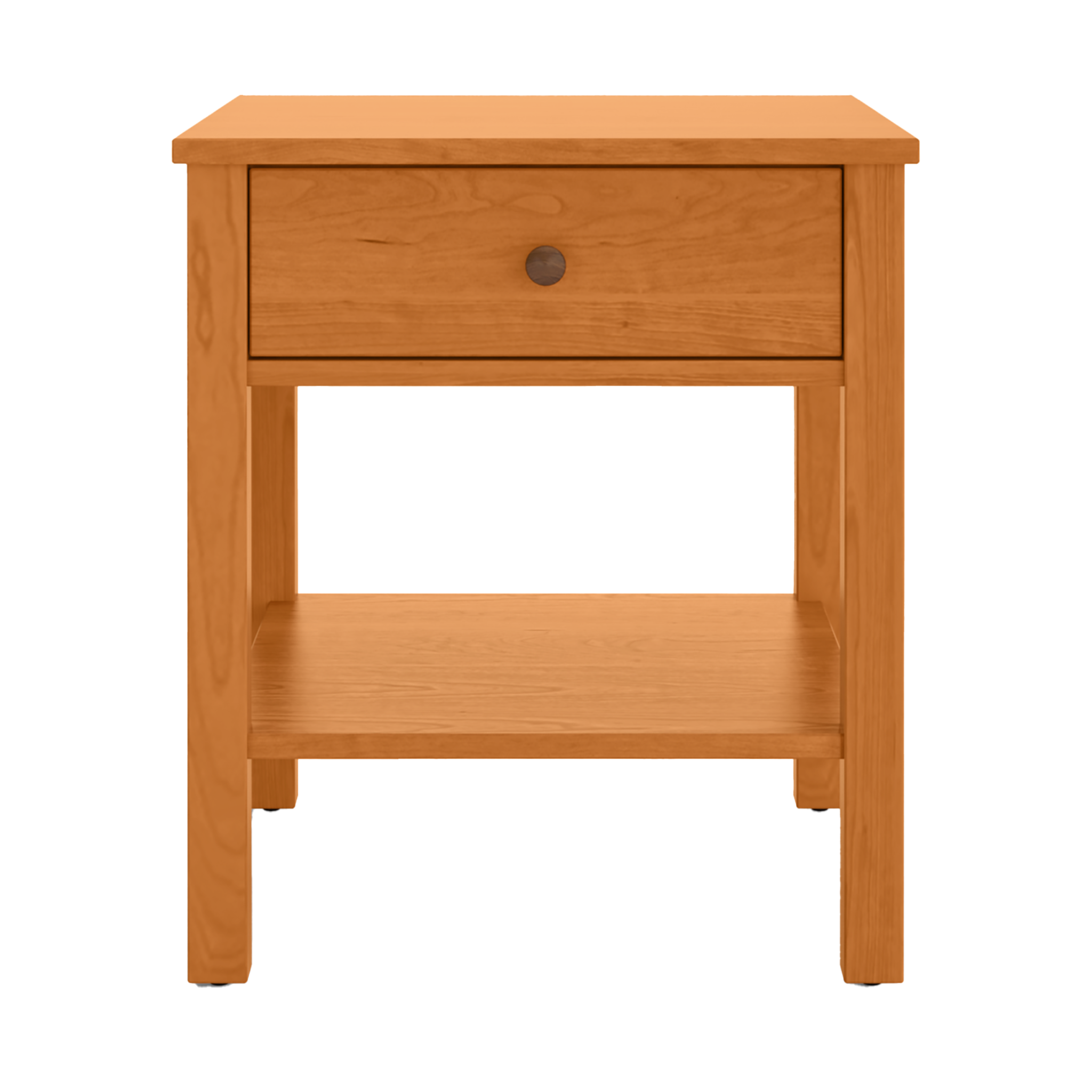 Solid cherry wood Shaker nightstand with drawer and bottom shelf