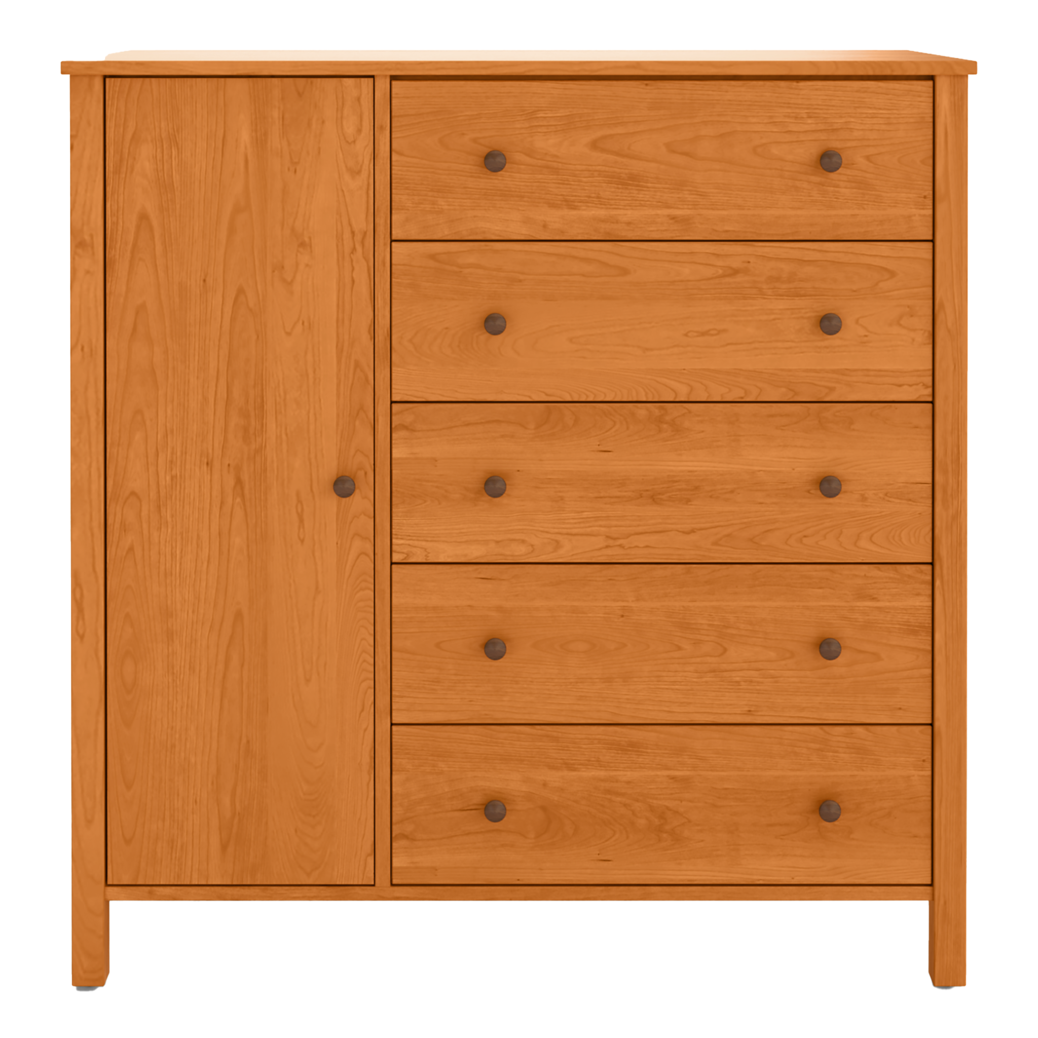 Solid Cherry Shaker armoire with drawers and door storage