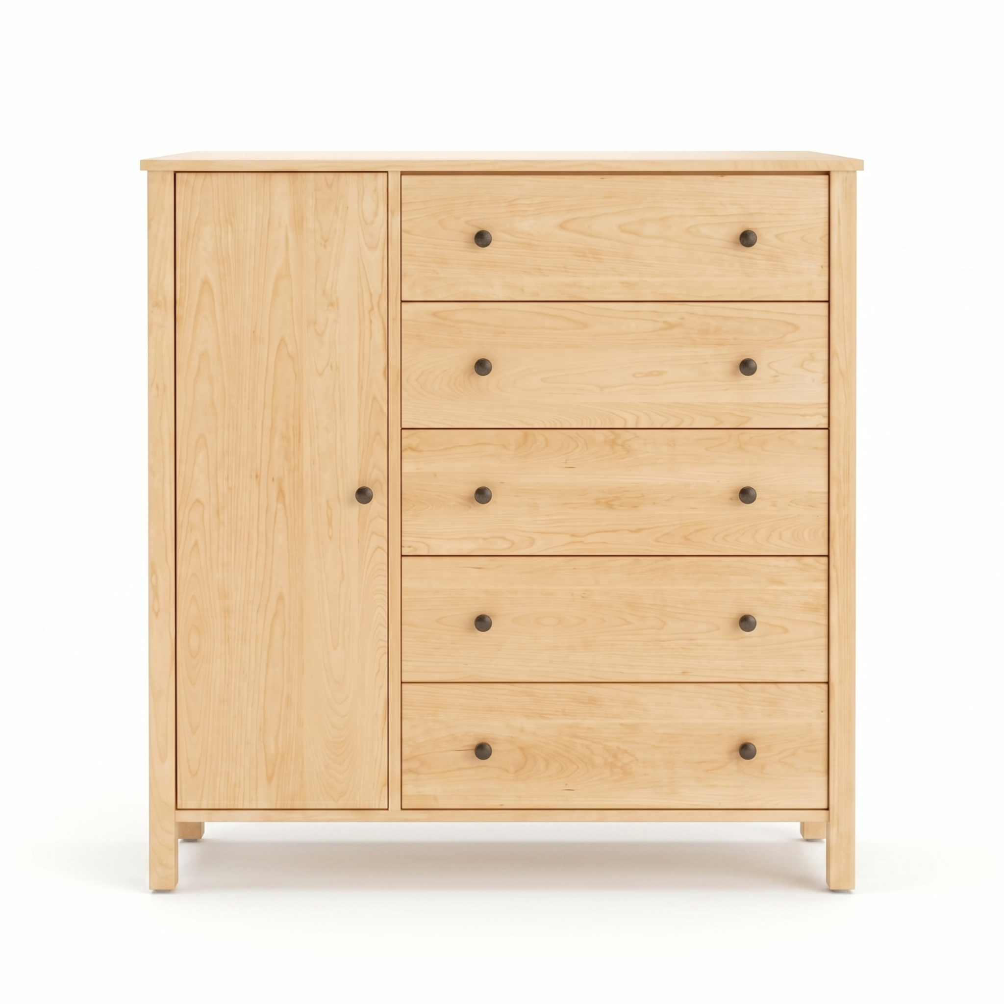 Shaker style maple armoire wardrobe with drawer storage