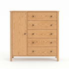 Shaker oak armoire with drawers and cabinet solid wood natural finish