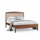 Solid wood walnut bed frame with spindle headboard Shaker design