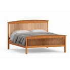 Solid wood cherry bed frame with spindle headboard and footboard