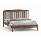 Solid wood walnut bed frame with spindle headboard Shaker design