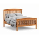 Solid wood cherry bed frame with spindle headboard and footboard