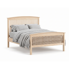 Maple Shaker style bed with vertical spindle headboard and footboard