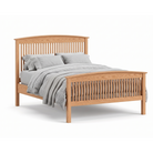 Solid oak wood Shaker spindle bed frame with arched headboard and matching footboard