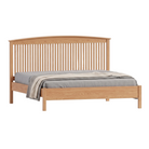 Shaker style solid oak wood spindle bed frame with arched headboard and low footboard