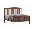 Walnut wood spindle bed frame Shaker style with full footboard