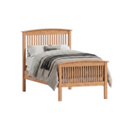 Solid oak wood Shaker spindle bed frame with arched headboard and matching footboard