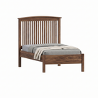 Shaker style solid walnut wood spindle bed frame with arched headboard and low footboard