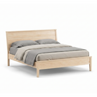 Modern solid maple wood panel bed with angled headboard
