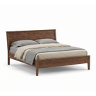 Modern solid walnut wood panel bed with low footboard