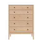 Handcrafted 5 Drawer Chest with Round knobs and a smooth, sustainably sourced wood finish
