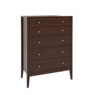 Handcrafted 5 Drawer Chest with Round knobs and a smooth, sustainably sourced dark wood finish