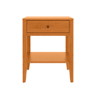 Handcrafted solid cherry wood nightstand with classic design, featuring a single drawer, lower storage shelf, and smooth clear finish — perfect for traditional or modern bedroom furniture decor.