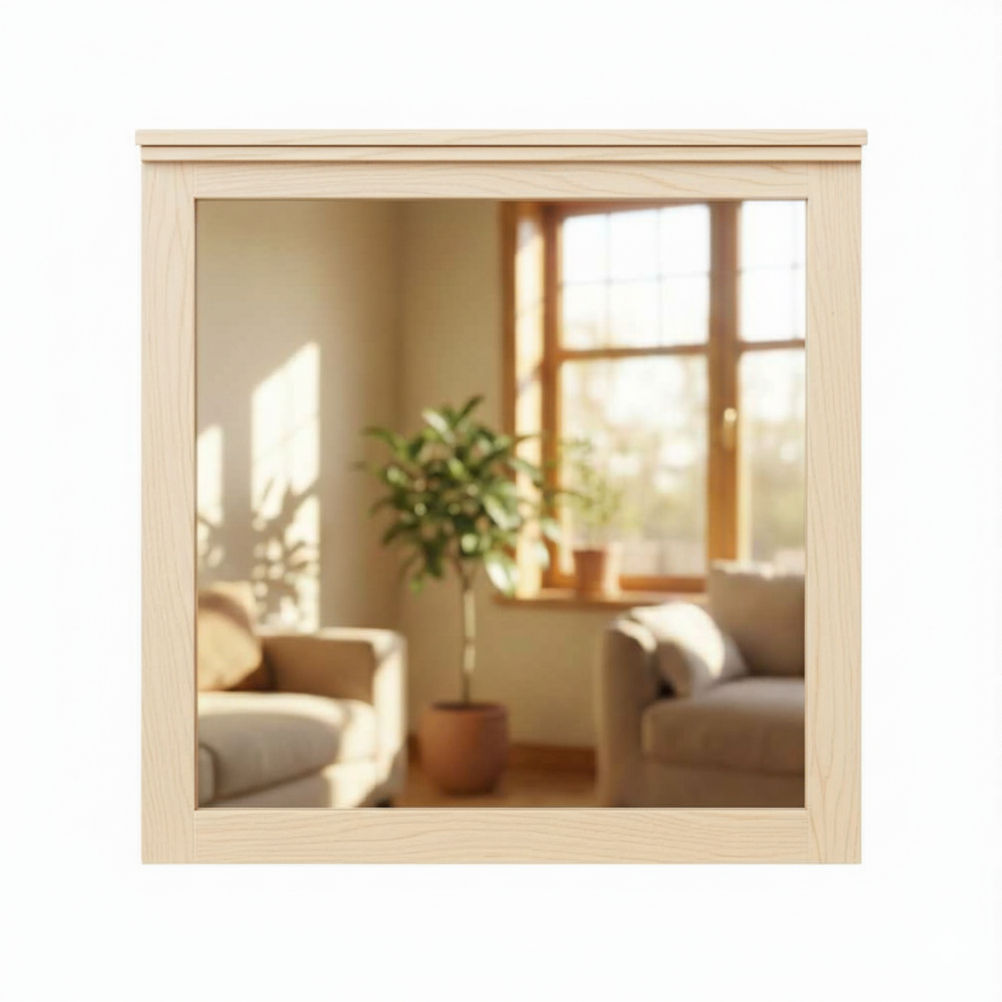 Modern solid maple wood framed mirror with rectangular design